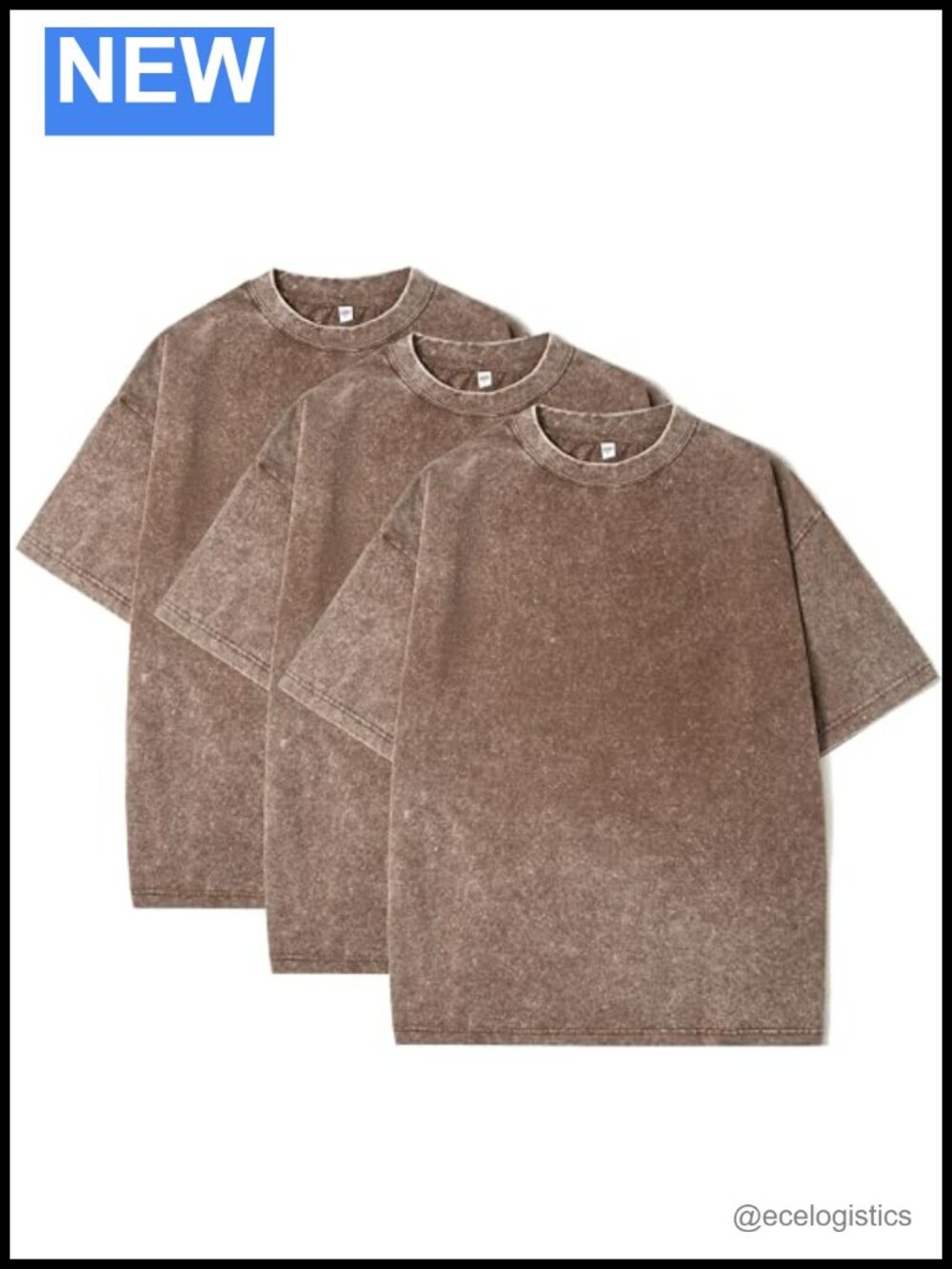 Oversized Washed Cotton T-Shirt - Drop Shoulder Crew Neck - Vintage Baggy